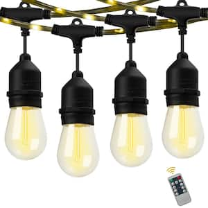 24 ft. LED 12 Bulbs indoor/Outdoor Plug-in with S14 Single Filament LED Bulbs, Edison Bulv Patio String -Light