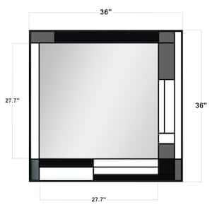 36 in. W x 36 in. H Rectangular Framed Wall Bathroom Vanity Mirror in Grey