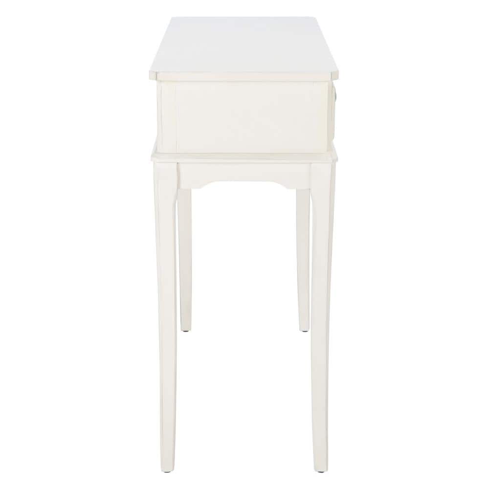 Distressed White French Country 2-Drawer Console Table