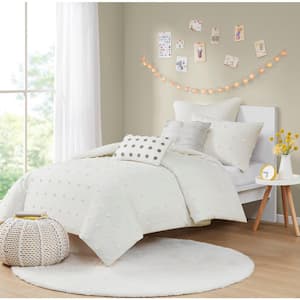 Maize 5-Piece Ivory Cotton Twin/Twin XL Comforter Set