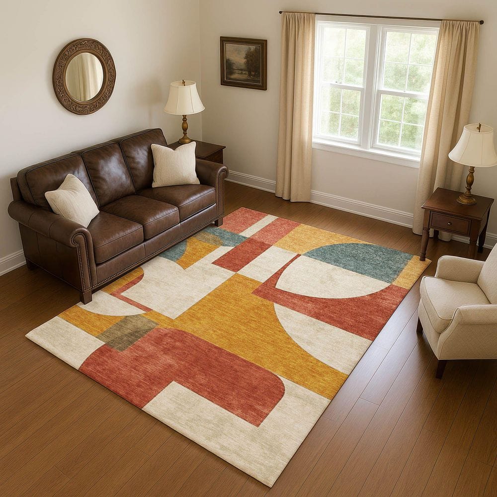 Mayfield Premium Machine Washable Abstract AMF1692 Coral 9 ft. x 12 ft. Area Rug price history on PriceWatchPro