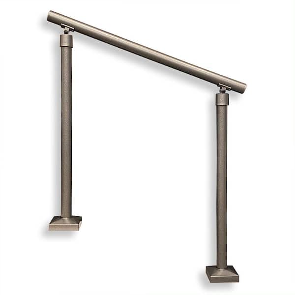 1.9 in. x 4 ft. Silver Vein Aluminum Handrail with Posts