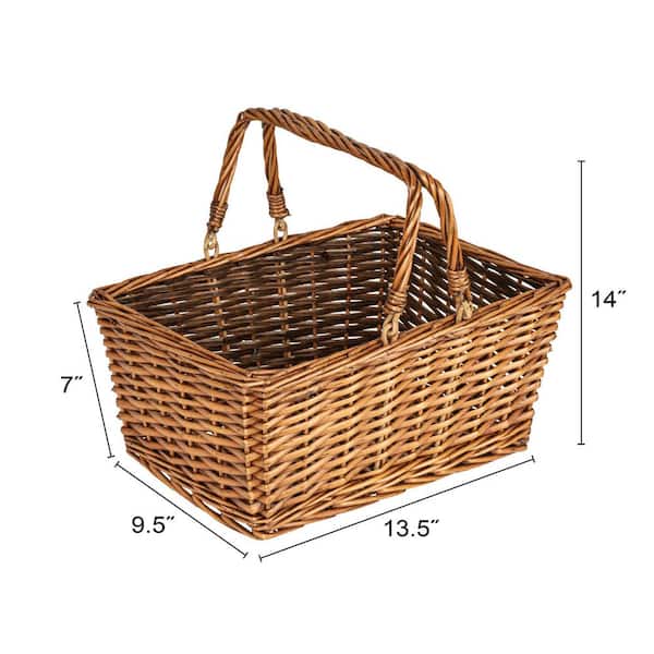 HOUSEHOLD ESSENTIALS Handwoven in Brown Stain Willow Weave Picnic