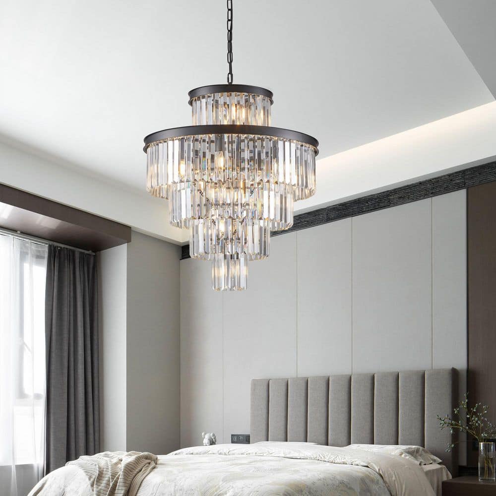 24 in 5-Tier 15-light Luxury black Chandelier Large Ceiling Lighting for Living Room Dining Light Fixture Dining Kitchen price history on PriceWatchPro