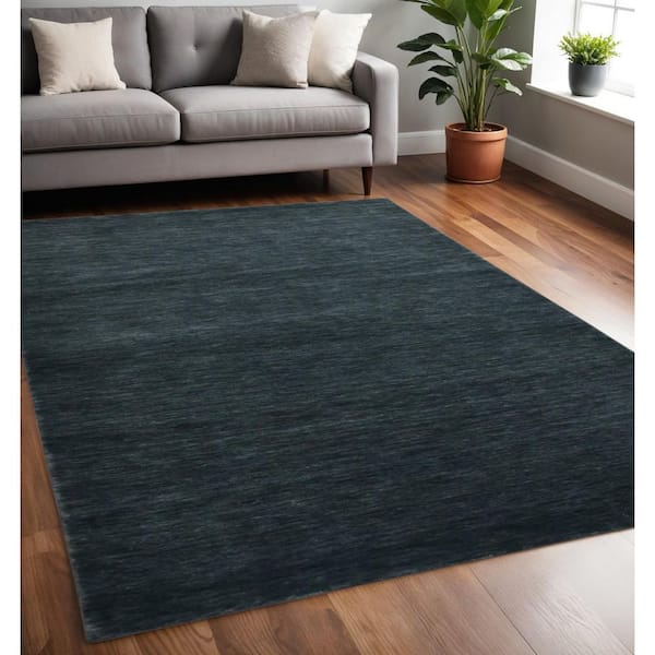 5 ft. x 8 ft. Dark Gray Wool Hand Woven Area Rug