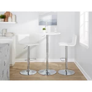 Mara 32.75 in. White Faux Leather and Chrome Metal Adjustable Bar Stool with Rounded Rectangle Footrest (Set of 2)