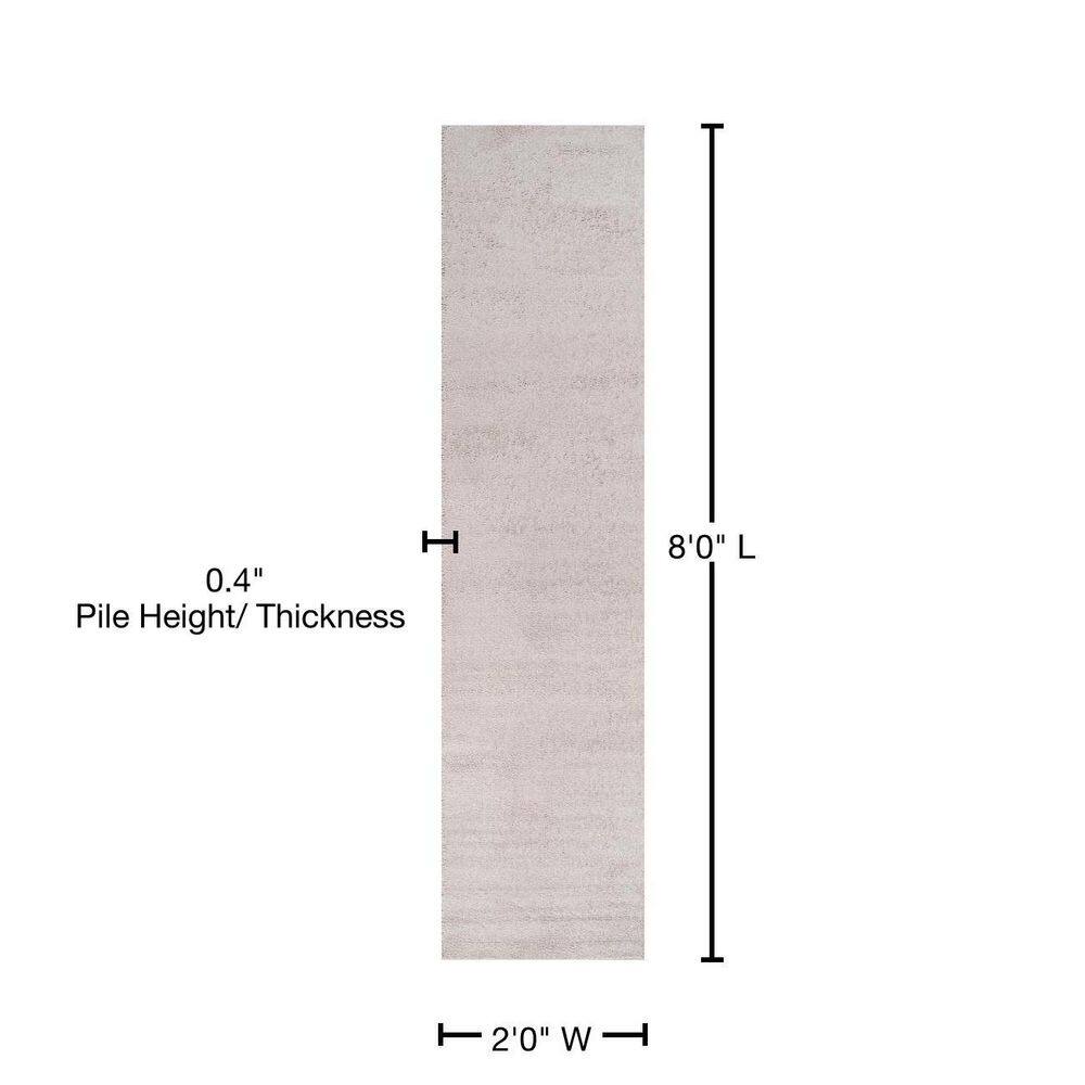 Ivory Solid Synthetic Low-Pile Runner Rug, 2 x 8 ft