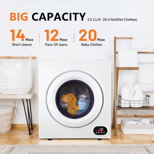3.5 cu. ft Vented Portable Clothes Dryer in White, 1500-Watt Laundry Dryer with LCD Control, 22 in. W, 26.5 in. H