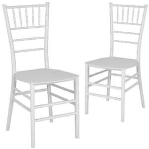 White Flat Seat Resin Chiavari Chairs (Set of 2)
