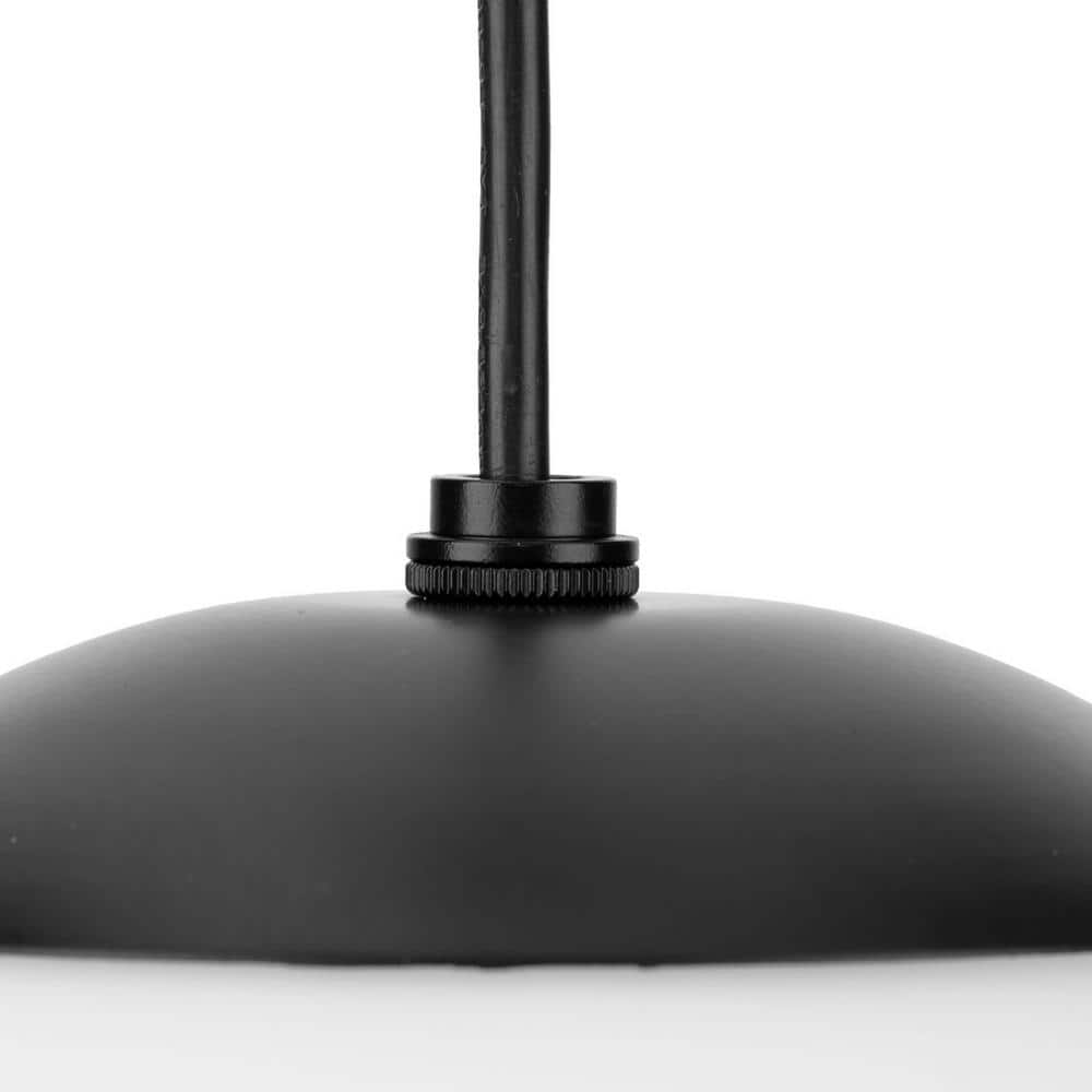 Atwell Matte Black and Opal Glass Globe Pendant Light