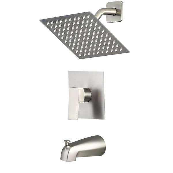 AKLFGN Single Handle 2-Spray Tub and Shower Faucet 2.2 GPM in. Brushed Nickel (Valve Included)
