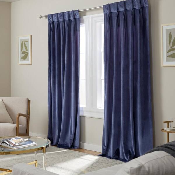 VELVET NAVY Curtain No: 04 / 1 online pcs / Curtain for the window on pinch pleated made to order