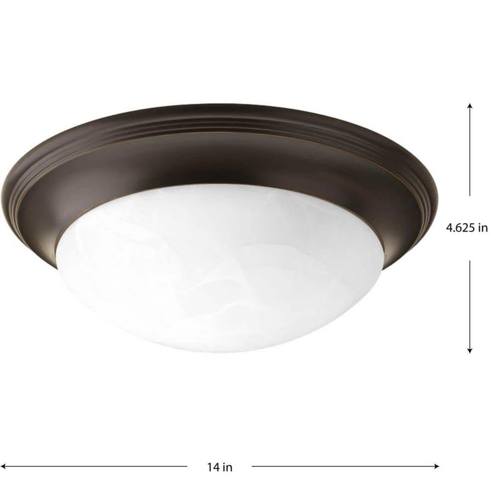 Antique Bronze 14-Inch Flush Mount with Alabaster Glass