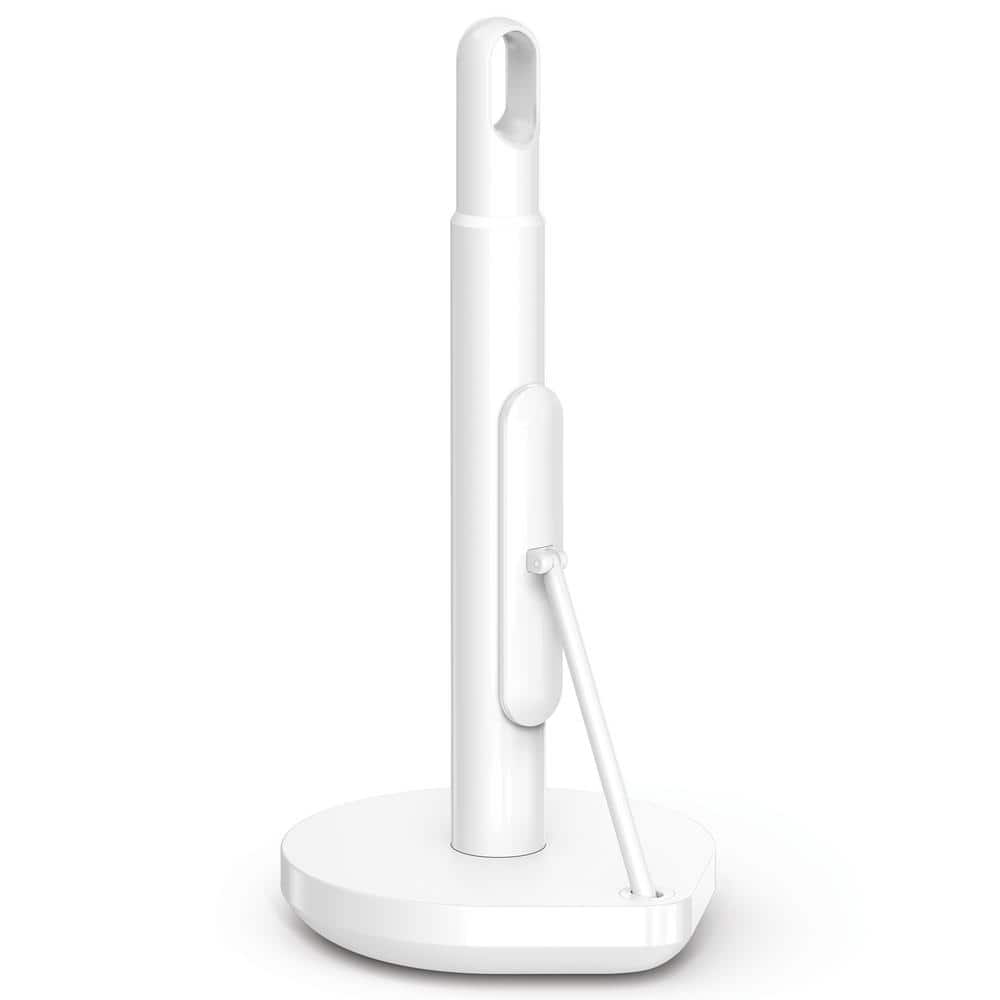 White Steel Tension Arm Paper Towel Holder