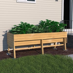 71 in. W x 31 in. D x 29 in. H Oversized Wooden Raised Garden Bed with Liner, Natural
