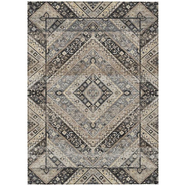 Chantille Machine Washable Indoor/Outdoor Abstract ACN3156 Black 5 ft. x 7 ft. 6 in. Area Rug