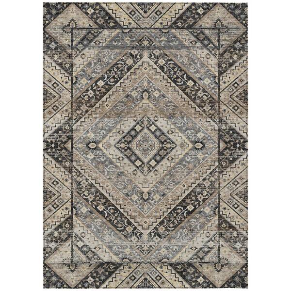 Chantille Machine Washable Indoor/Outdoor Abstract ACN3156 Black 8 ft. x 10 ft. Area Rug