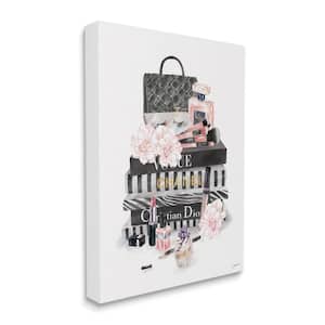 "Daily Glam Necessities Fashion Forward Book Stack" by Ziwei Li Unframed Abstract Canvas Wall Art Print 16 in. x 20 in.