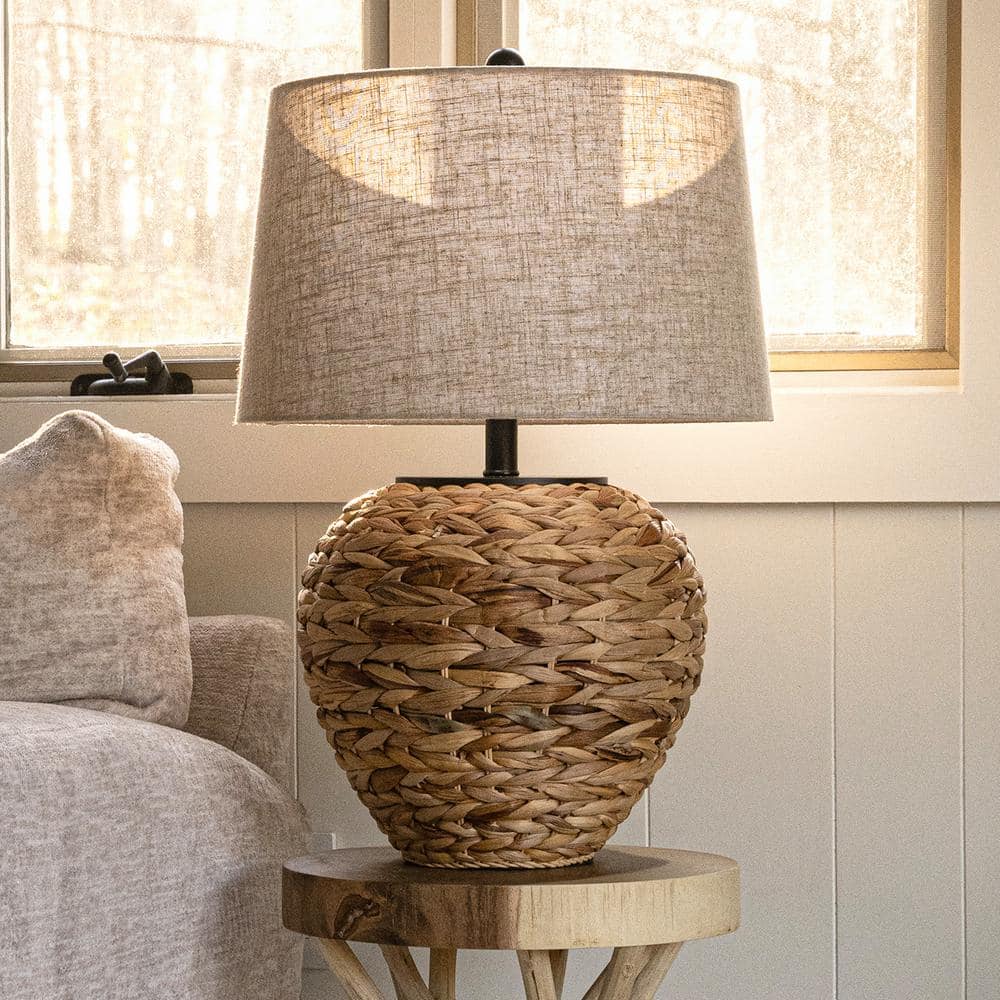 Coastal Cottage 24.5" White Painted LED Table Lamp with Linen Shade