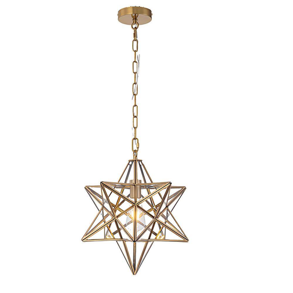 Marisol 1-Light 13.8-in Modern Brass Star Pendant Light with Clear Glass Shade price history on PriceWatchPro