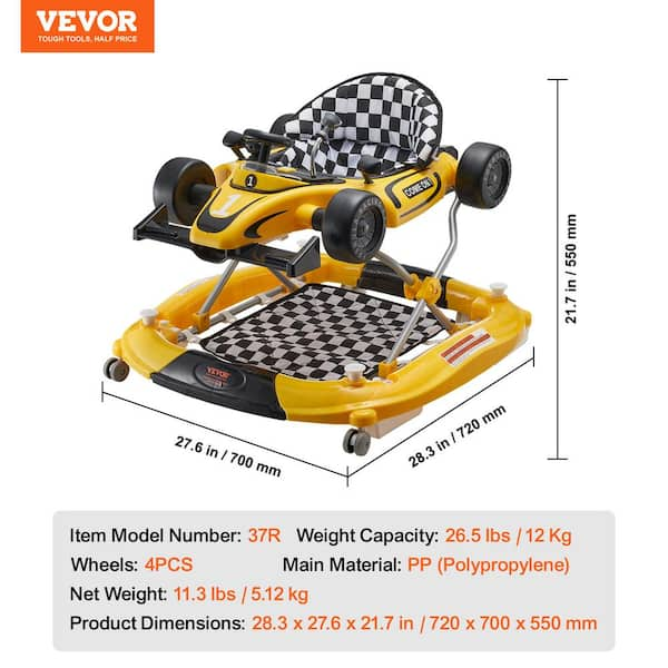 VEVOR 4in1 Foldable Baby Walker Activity Center 4 Modes Toddler Walker with Steering Wheels Light for 6 24 Month Kid Yellow YDSXBCHSGYBZUFC31V9 The Home Depot