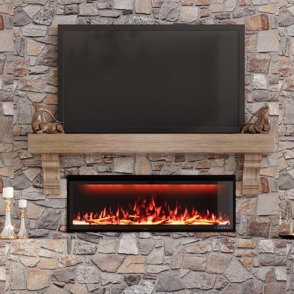 Clihome 50 in. W WallMounted/Inserted Electric Fireplace in Black CL