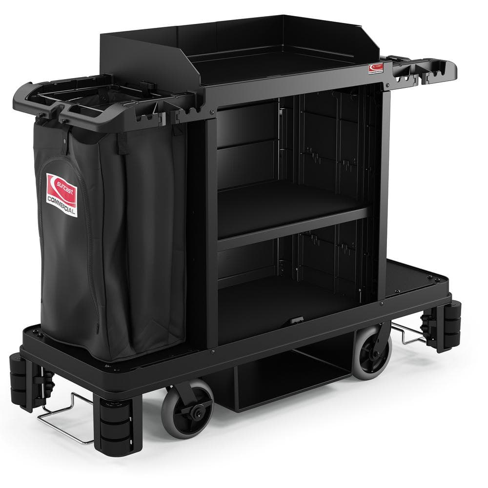 Dryser Commercial Janitorial Cleaning Cart on Wheels - Housekeeping Caddy  with Key-Locking Cabinet