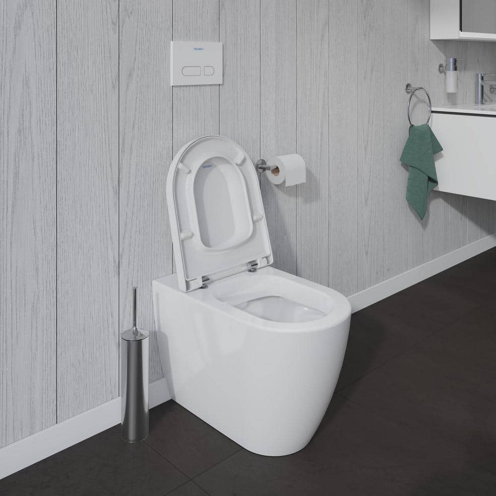 White Vitreous China Elongated One-Piece Dual Flush Toilet