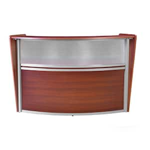 72 in. Cherry Marque Plexi Single-Unit Reception Curved Desk Workstation