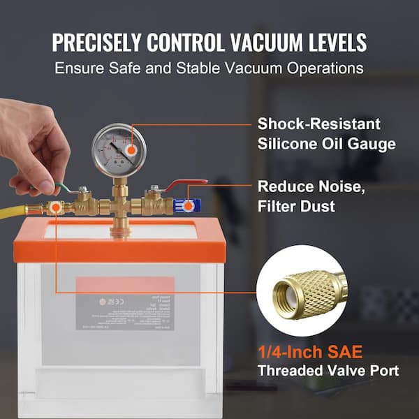BACOENG 1.5 Gallon 4 CFM Tempeed Glass Lid Vacuum Chambe