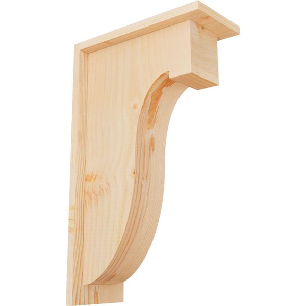 Ekena Millwork 5-1/2 in. x 12 in. x 20 in. Douglas Fir Del Monte Smooth Corbel with Backplate