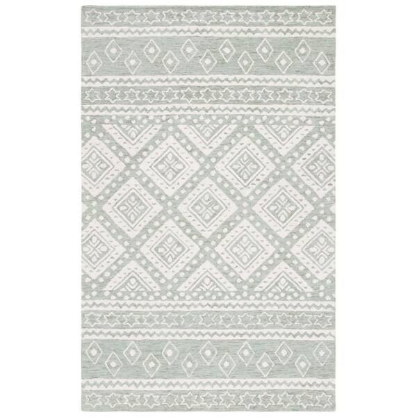 Micro-Loop 4 ft. x 6 ft. Sage/Ivory Tribal Area Rug