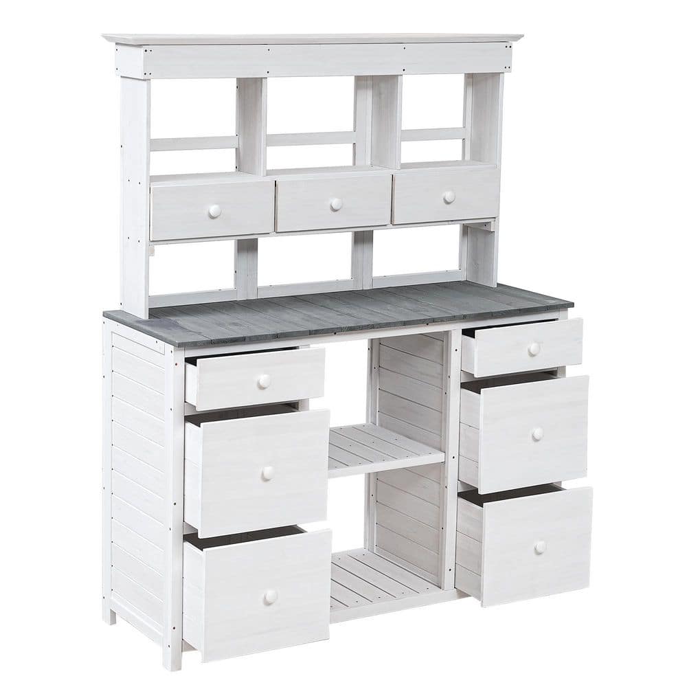 Garden Potting Bench Table 80 gal. Fir Wood Workstation with Storage Shelf,