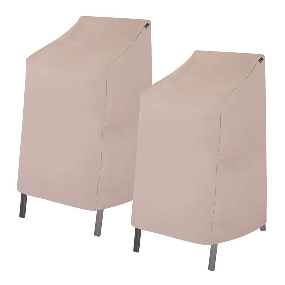 Beige High Back Patio Chair Covers, 27" x 27" x 49", Weather-Resistant