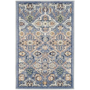 Allur Light Blue 3 ft. x 5 ft. Abstract Medallion Transitional Area Rug