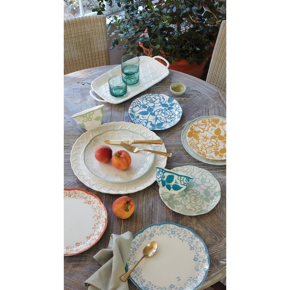 Cornflower Blue Porcelain Scalloped Edge Dinner Plates, Set of 4