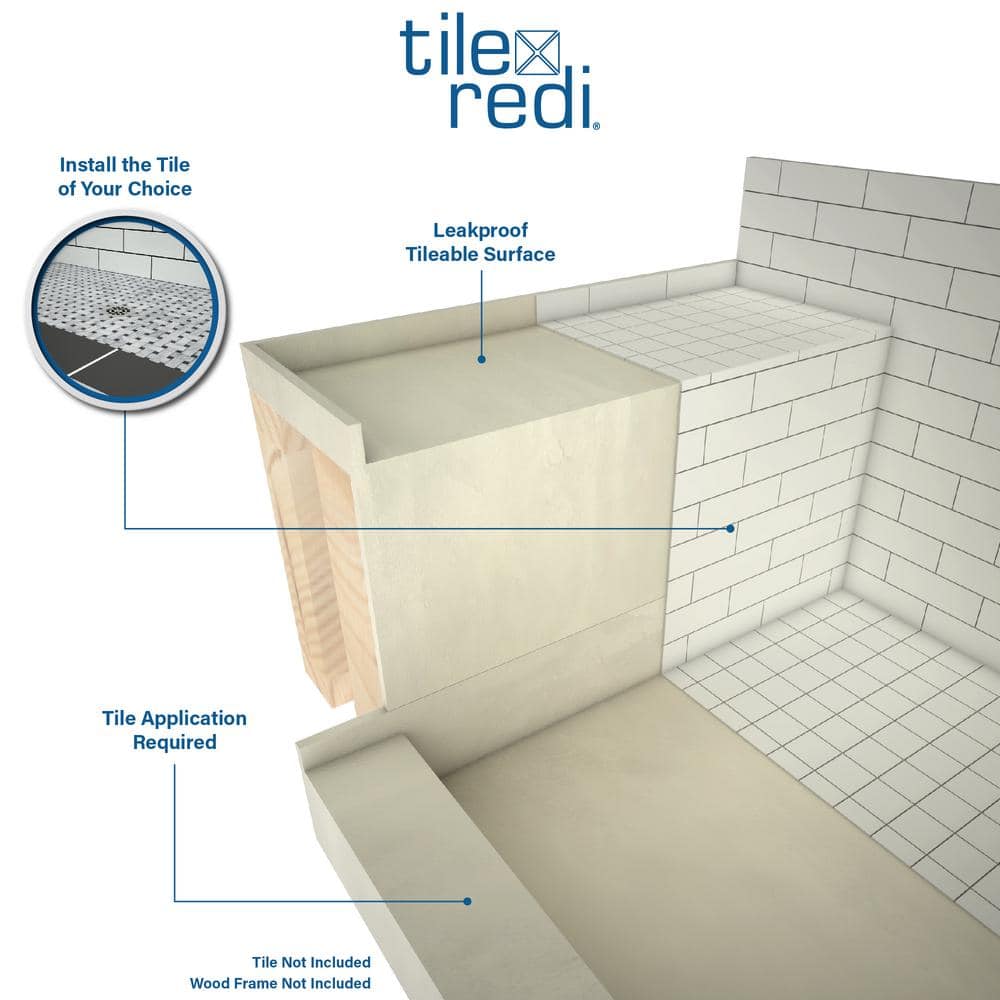 Polished Chrome 36" x 48" Rectangular Shower Base with Integrated Seat