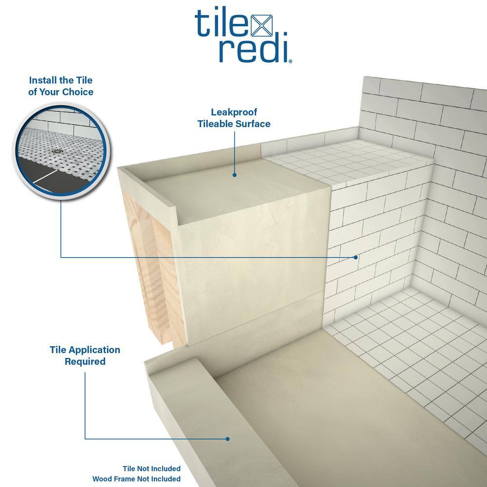 Polished Chrome 72" x 48" Rectangular Alcove Shower Pan with Bench