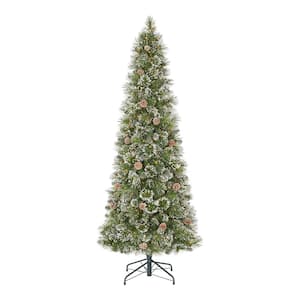 7 ft. Pre-Lit LED Sparkling Amelia Frosted Slim Pine Artificial Christmas Tree