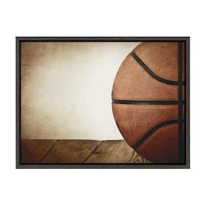 Sylvie "Vintage Half Basketball" by Saint and Sailor Studios 24 in. x 18 in. Sports Framed Canvas Wall Art