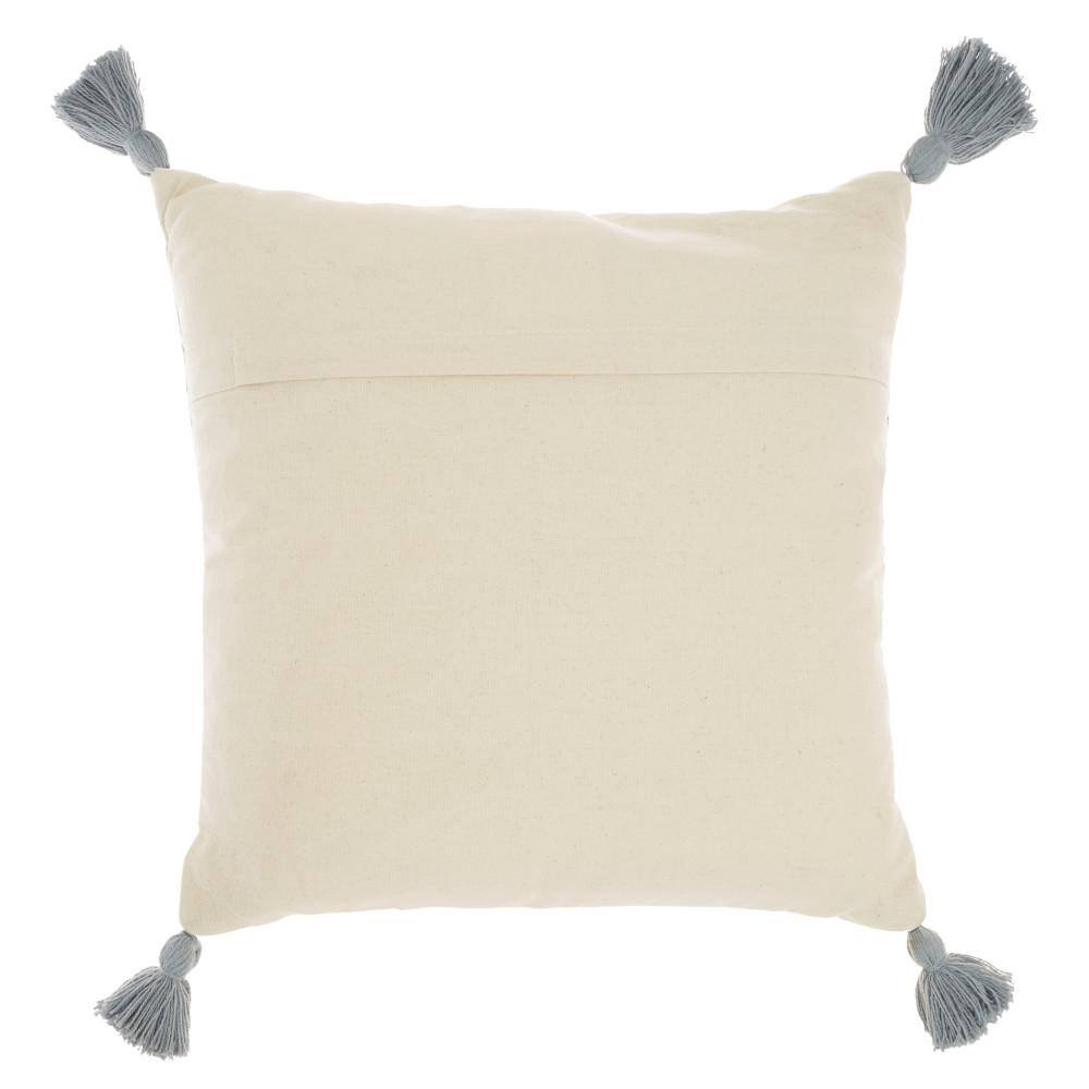 18" Square Light Gray Textured Throw Pillow with Tassels