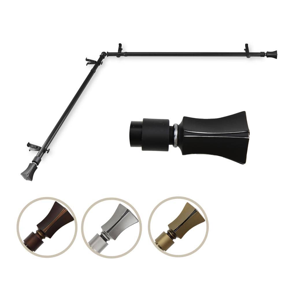 "13/16"" Dia Adjustable 120"" to 170"" Single Corner Window Curtain Rod in Black with Fort Finials" price history on PriceWatchPro