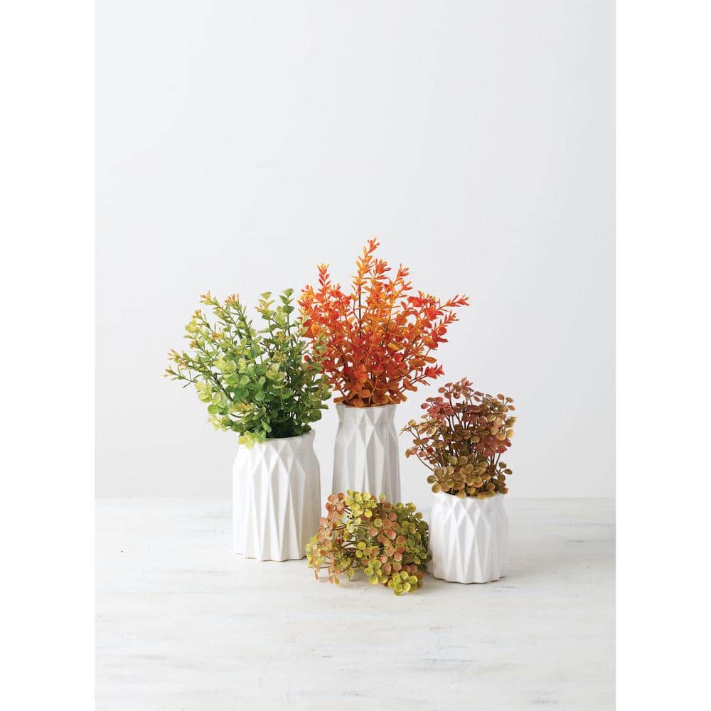 White Ceramic Geometric Origami Decorative Table Vases Set