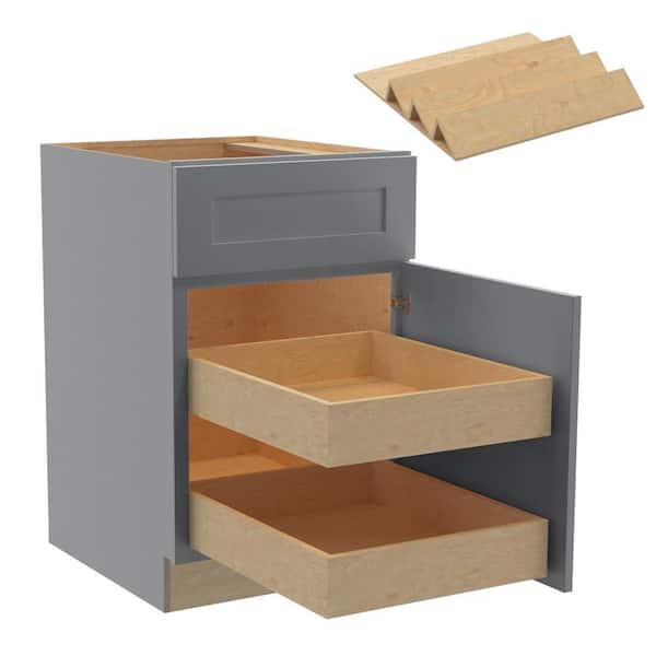 Home Decorators Collection Newport 21 in. W x 24 in. D x 34.5 in. H Assembled Plywood Base Kitchen Cabinet in Pearl Gray with 2ROT Spice RH