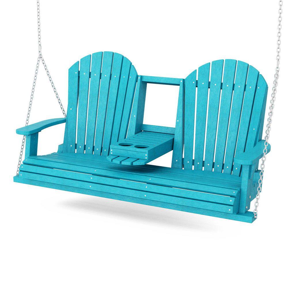 Heritage 2-Person Aruba Blue HDPE Plastic Porch Swing with Console price history on PriceWatchPro