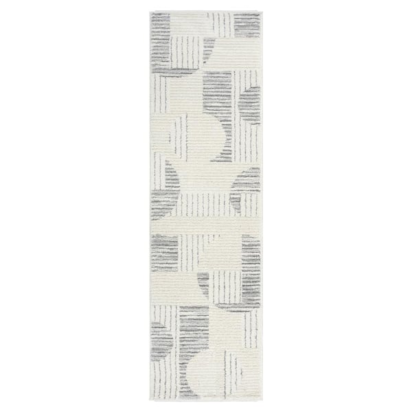 Concord Global Trading Nizza Collection Phoenix Ivory 3 ft. x 9 ft. Geometric Runner Rug