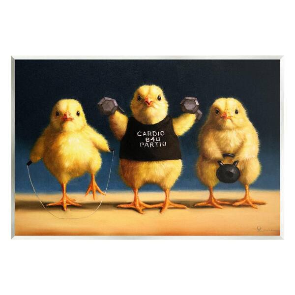 Stupell Industries Funny Exercise Workout Chicks Animals by Lucia Heffernan 1-Piece Unframed Animal Graphic Art Print 19 in. x 13 in.