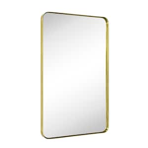Kengston 20 in. W x 30 in. H Rectangular Stainless Steel Framed Wall Mounted Bathroom Vanity Mirror in Brushed Gold