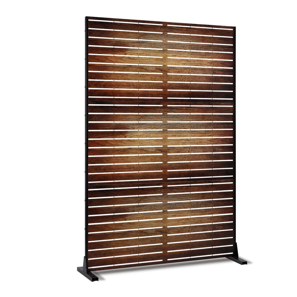 47 in. W x 71 in. H Brown Metal Privacy Screen with Wood Grain Finish-Rust-Resistant Panel for Patio and Balcony price history on PriceWatchPro
