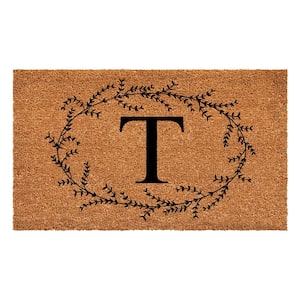 Rustic Leaf Vine Monogrammed Doormat, 36" x 72" (Letter T)